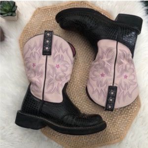 Ariat Pink/Black Alligator Western Cowgirl Boots